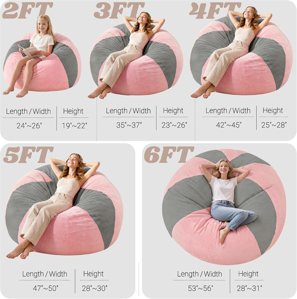 Homguava 6FT Bean Bag Chairs for Adult Teardrop Bean Bag with Memory Foam | B...