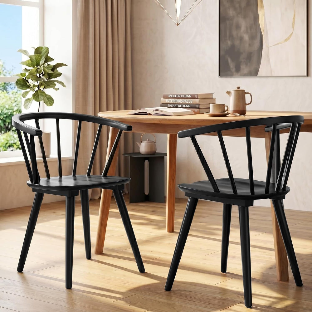DUHOME Wooden Black Dining Chairs Set of 2,Windsor Dining Room Chairs