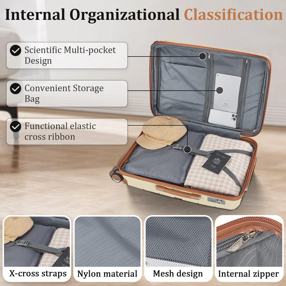 Polypropylene Hard Case Luggage Set, Apricot Cream | Polypropylene Constructi...