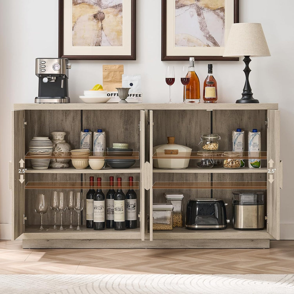 ONBRILL Buffet Cabinet with Storage, 63" Sideboard Cabinet with 4 Doors ...