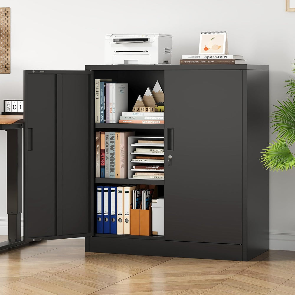 Metal Storage Cabinet, 36" Locking Cabinet with Adjustable Shelves for G...