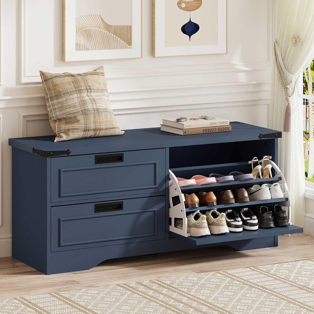 FATORRI 41 Inch Storage Bench, Industrial Shoe Bench for Entryway, End of Bed...