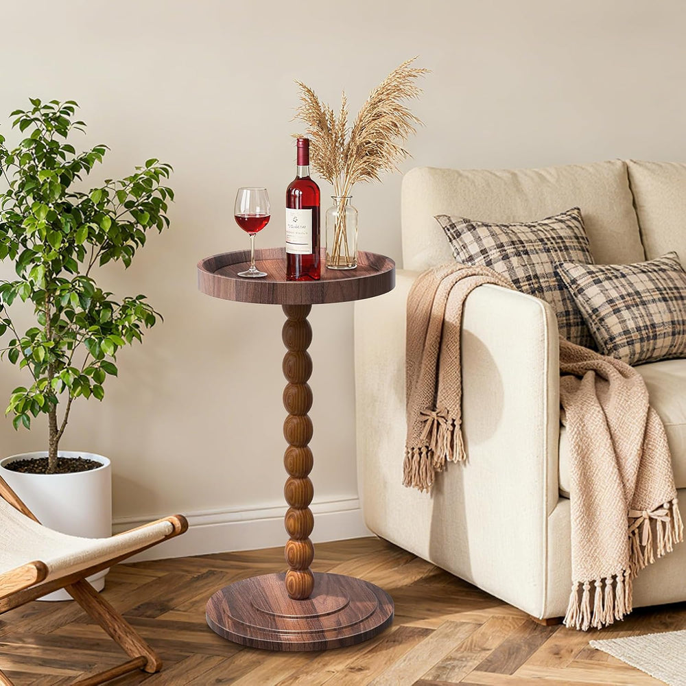 XNSDXV Round Side Table with Solid Wood Leg, Small Drink Table for Small Spac...