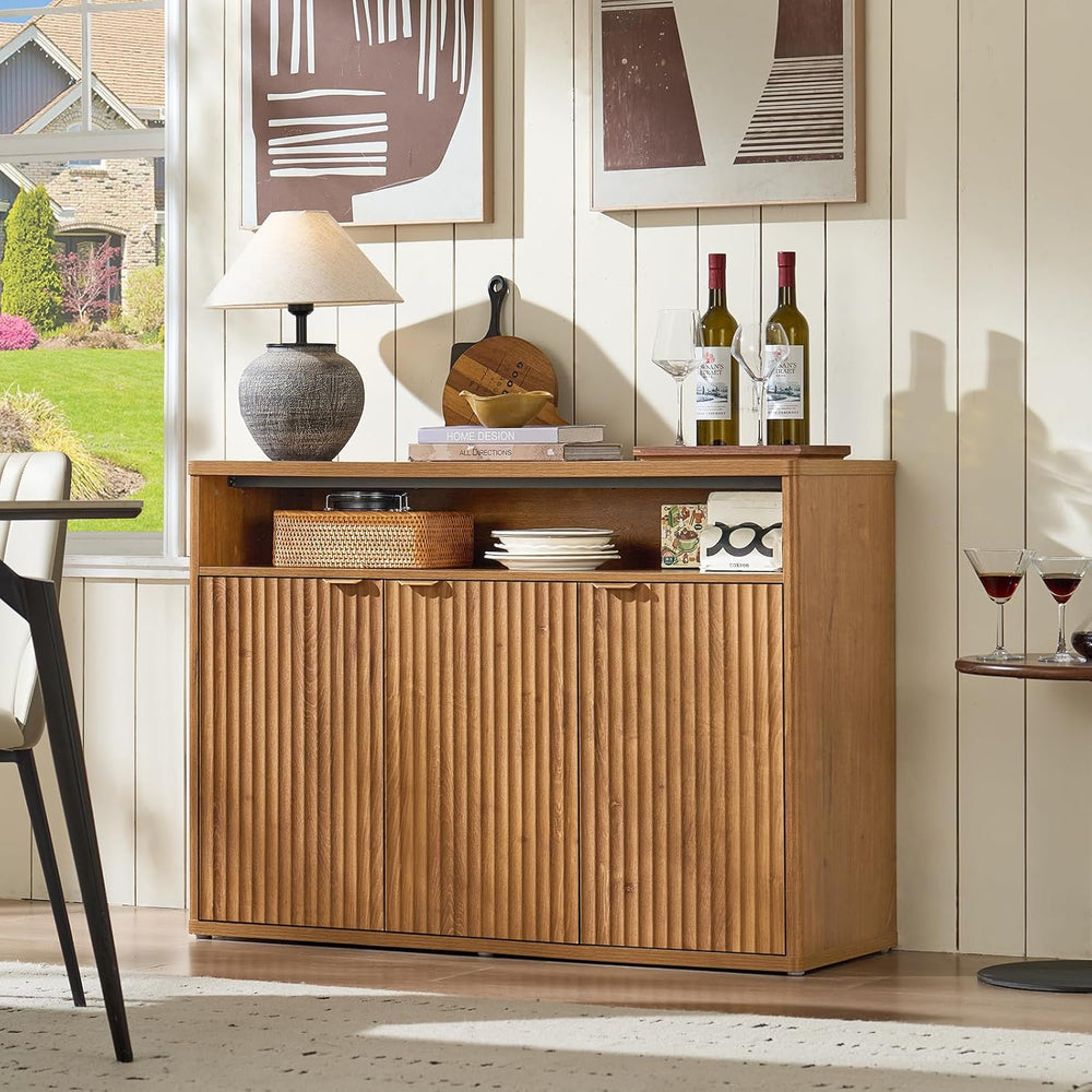 LEYAOYAO Fluted Buffet Cabinet with Storage, 45" Wide Modern Sideboard C...
