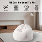 Faux Fur Comfy Bean Bag Chair Cover (No Filler), Fluffy Stuffed Animal Storage Bean Bag Covers Large Sofa for Adults, Premium Furry Fuzzy Bean Bag for Living Room Bedroom, Light Gray