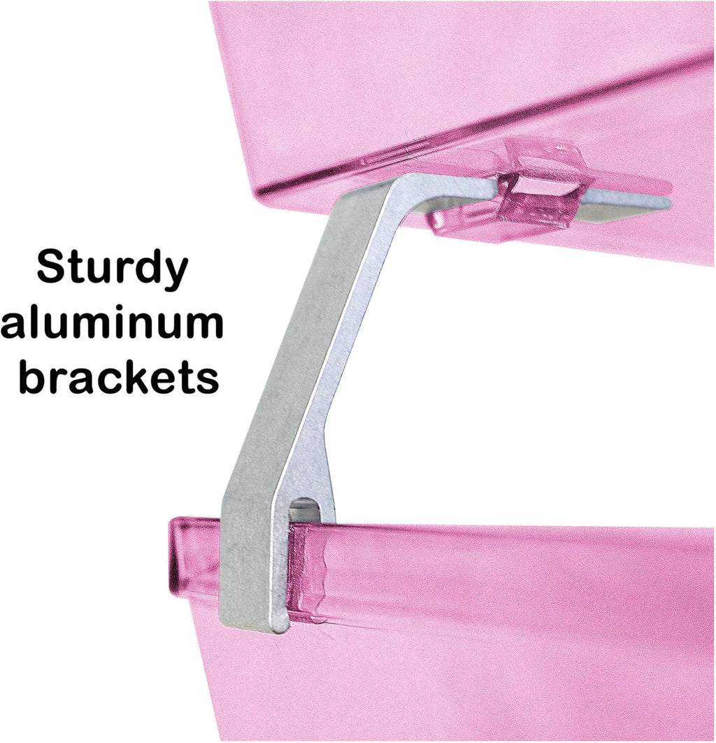 Acrimet Facility 2 Tier Letter Tray, Side Load, Letter Size/A4, Desktop File Organizer, Plastic (Clear Pink Color)