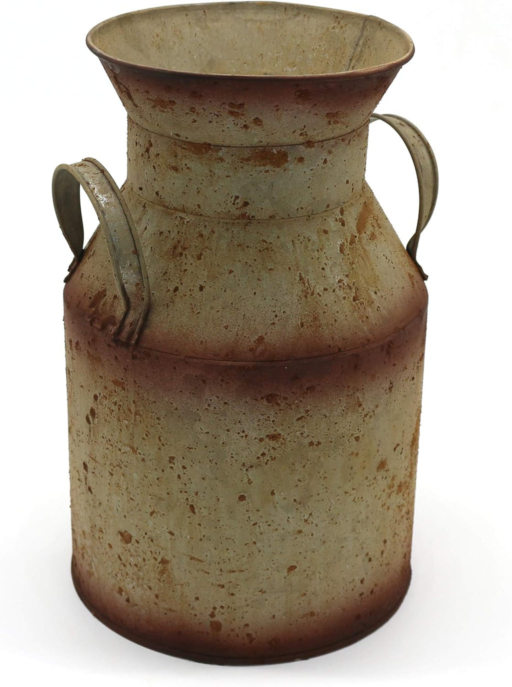 CVHOMEDECO. Farmhouse Galvanized Metal Milk Can, Old Rustic Primitives Jug Vase for Home and Garden Décor. Grey