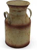 CVHOMEDECO. Farmhouse Galvanized Metal Milk Can, Old Rustic Primitives Jug Vase for Home and Garden Décor. Grey