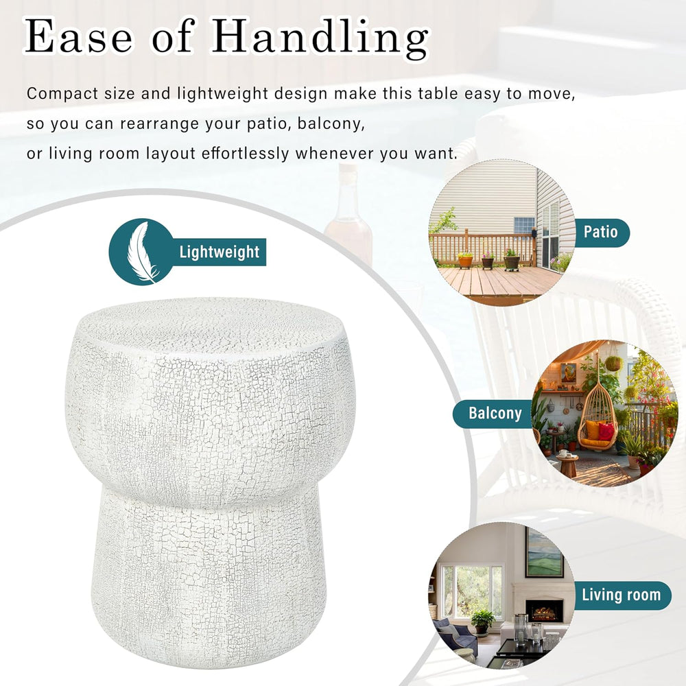 14.37" Side Table with Crack Process,Morden Concrete Accent Coffee Table...