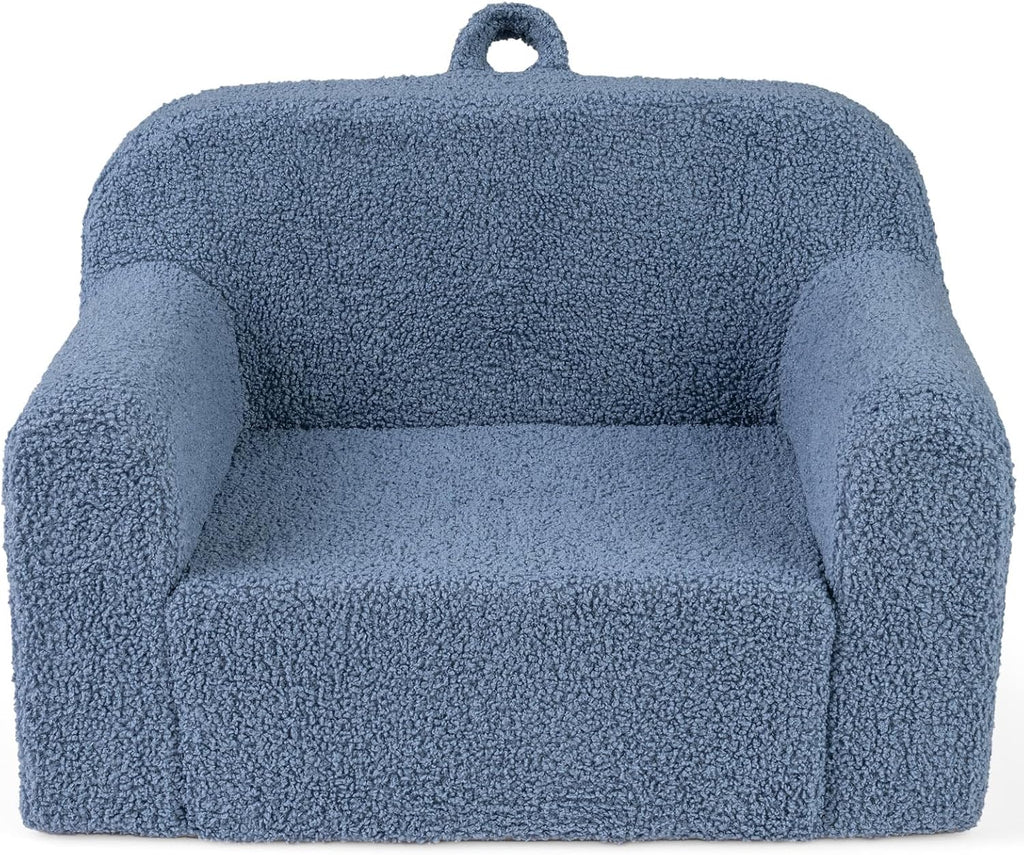 Costzon Kids Couch, Comfy Toddler Sofa Chair with Soft Fleece Fabric Cover, Kids Furniture for Playroom, Children Reading Armchair for Boys & Girls Aged 3+ Birthday (Medial,Blue)