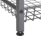 TRINITY 4-Tier Freestanding Metal Shelving Rack with Wire Baskets, Wood Top, and Adjustable Feet, 12"x12"x30", Dark Gray + Oak Brown Top