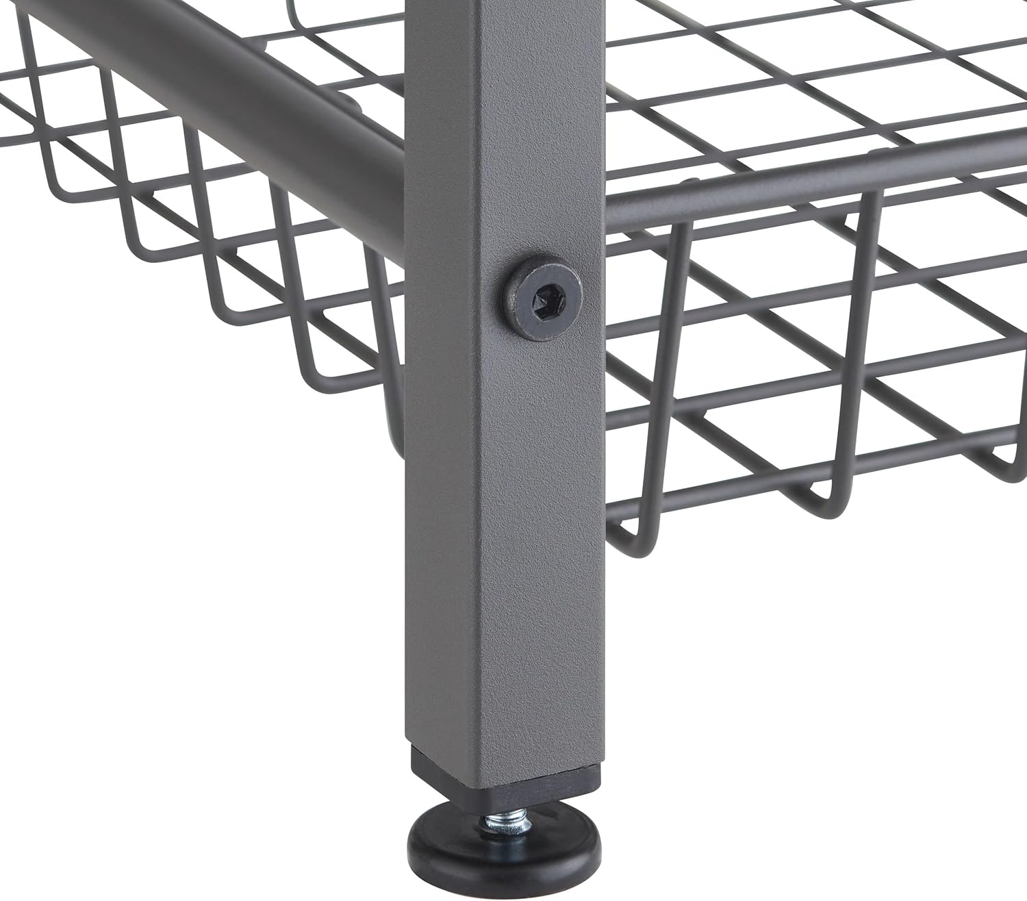 TRINITY 4-Tier Freestanding Metal Shelving Rack with Wire Baskets, Wood Top, and Adjustable Feet, 12"x12"x30", Dark Gray + Oak Brown Top