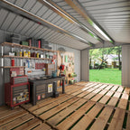 10x14 FT Outdoor Storage Shed, Garden Shed with Updated Frame Structure and Lockable Doors, Metal Tool Sheds for Backyard Garden Patio Lawn, White