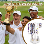 Baseball Ring Display Holder for Championship Rings, Wooden Sports Jewelry Organizer with Bat Stand for Baseball Softball Players, Athlete Gift Display Case for Rings Bracelets Medals, White