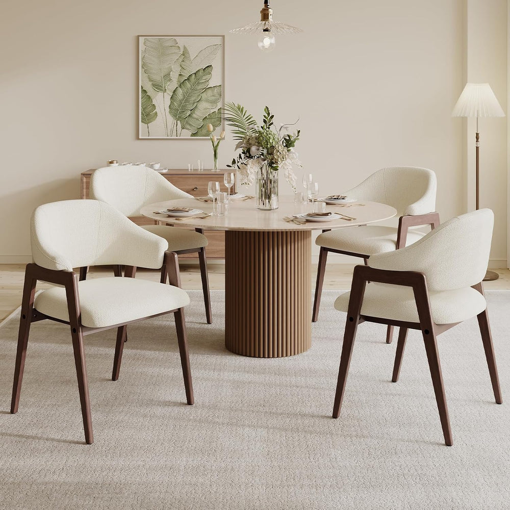 MALOL Wooden Dining Chairs Set of 4, Modern Fabric Upholstered Dining Room Ch...