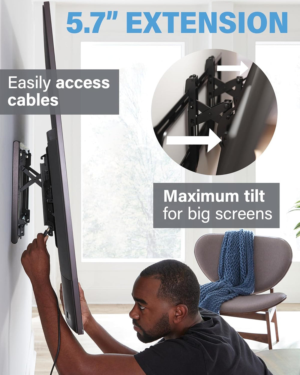 SANUS Preferred Extendable Tilt TV Wall Mount for 42 to 90 inch Screens up to...