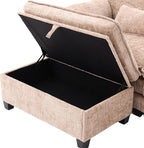 Ball & Cast Modular Sectional Sofa,L Shaped Couch with Movable Storage Ottoman,Chenille Upholstered Sofa W/USB Charging Port,Phone Holder and Side Pocket,for Living Room,Apartment,Khaki,109"