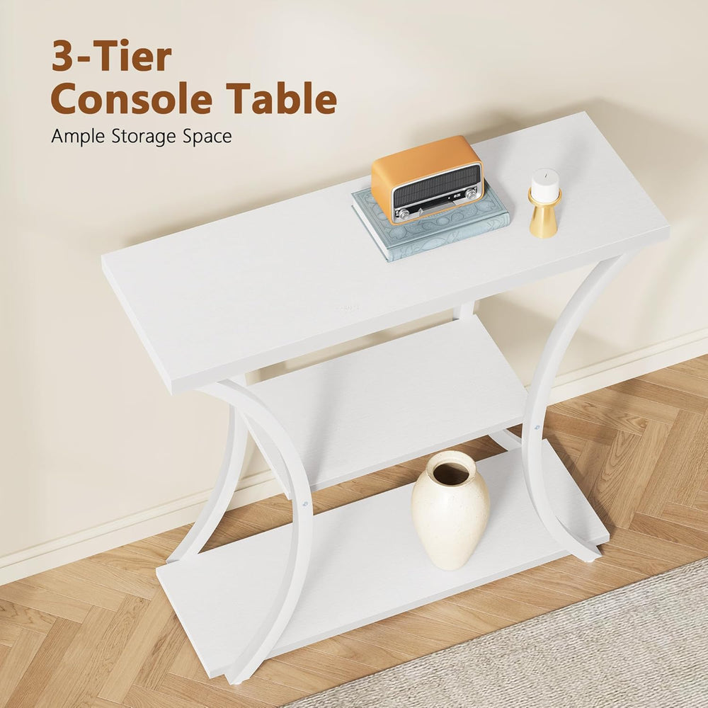Hoctieon 3 Tier Console Table with Open Wood Shelves, Decorative Entryway Tab...