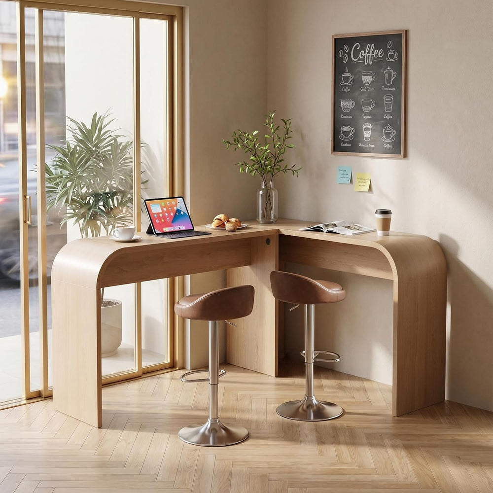 Curved Narrow Console Table, Skinny Behind Couch Counter Height Bar Table | 5...