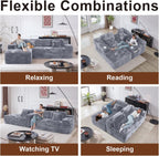 Cloud Sectional Couch with L-Shape Chaise, Modern Modular Sofa with Deep Seat, Built-in Cup Holder & Storage Pocket for Living Room Bedroom, No Assembly Required (Light Gray, Left Facing Chaise)