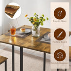 Yaheetech Industrial Dining Table Set for 4 Compact Kitchen Table and 4 Stools Space Saving Home Furniture for Small Space, Rustic Brown