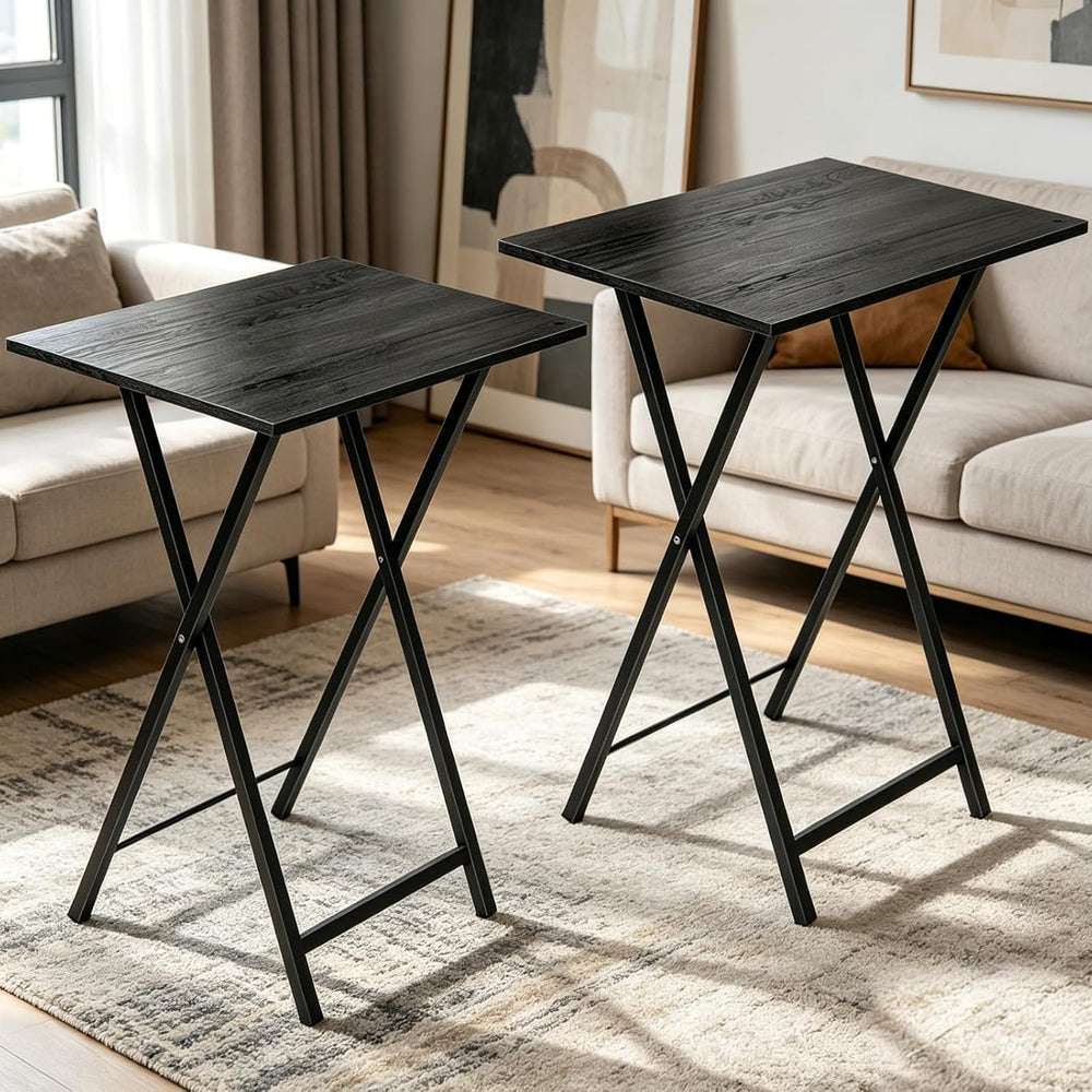 Folding TV Tray Table, Set of 2 Small Table, TV Dinner Table, Snack Tray Tabl...
