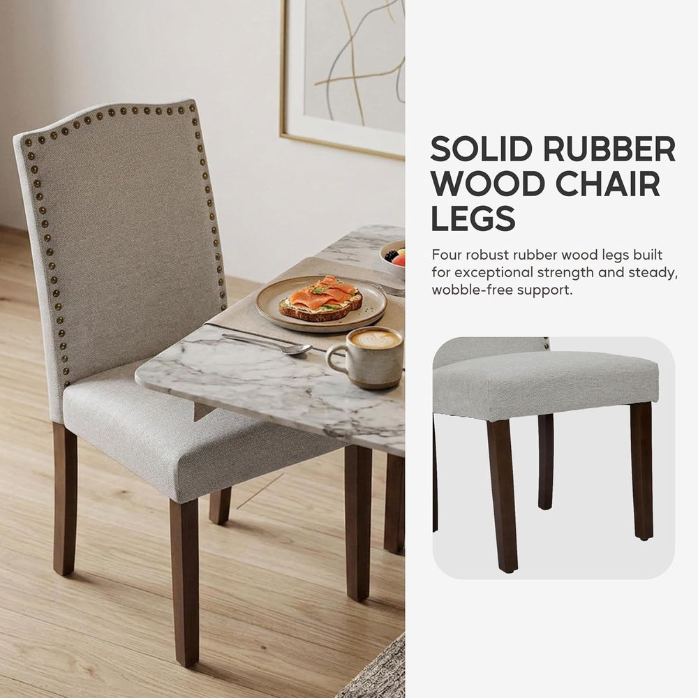 Simple Deluxe Set of 2 Upholstered Parsons Dining Chairs, Fabric Dining Room ...