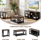 ChooChoo Farmhouse TV Stand for TVs up to 55 Inch, Modern Entertainment Center with 4 Open Shelves & Built-in Cable Holes, Media TV Console for Living Room, Bedroom, Black