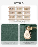 VLANDO Jewelry Travel Case,Travel Jewelry Organizer with Clear Velvet Jewelry Bags Zipper Pouch for Women Girl Gift-Green 12Pcs