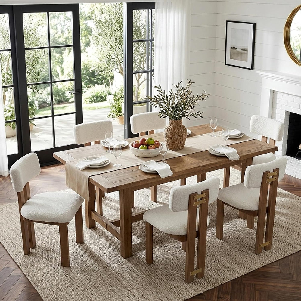 Modern Farmhouse Boucle Dining Chairs Set of 4, White Dining Room Chairs