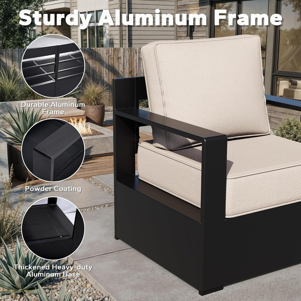 Outdoor Aluminum Furniture, Patio Chairs with 6" Thick Removable Cushion...