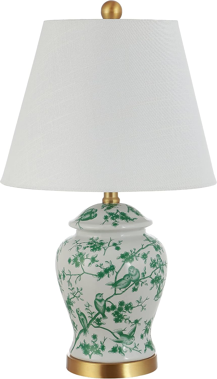 JONATHAN Y Penelope Ginger Jar 22" LED Table Lamp, White/Green