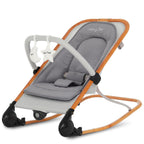 Dream On Me Rock On Me 2-in-1 Baby Rocker and Stationary Seat, Grey | Adjustable Recline, 3-Point Harness, Detachable Toys, Music & Soothing Motion, Quick Compact Fold, 20 Lb Limit, Beechwood