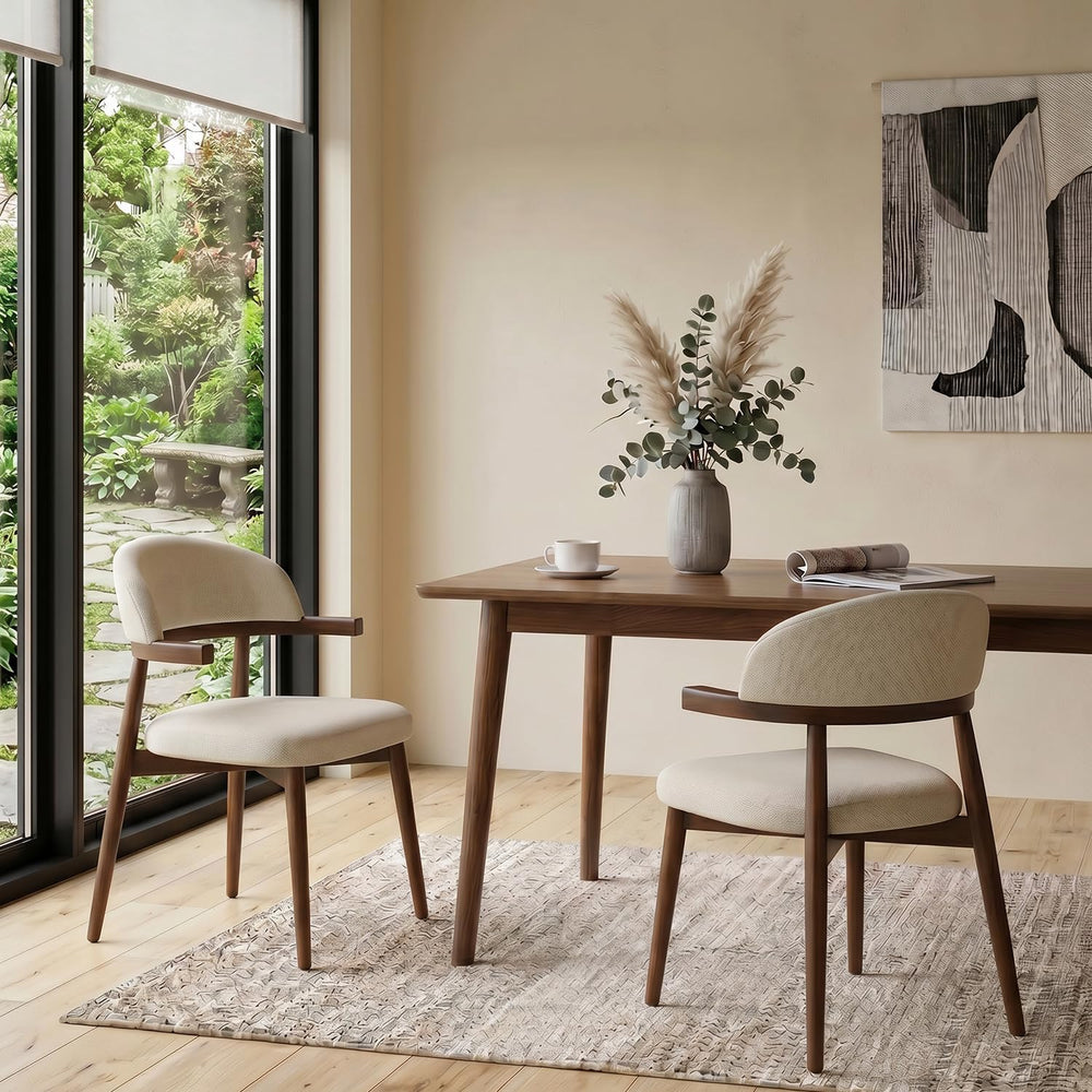 MOJAY Modern Wooden Dining Chairs Set of 2, Upholstered Kitchen Chairs with U...
