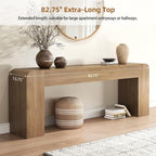 82.75" Extra Long Console Table for Entryway, Farmhouse Rounded-Edge Entryway Table, U-Shaped Foyer Table Sofa Table for Living Room Hallway Entrance, Rustic Brown