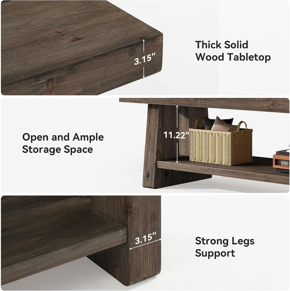63'' Solid Wood Entryway Bench with Open Shelves, 2-Tier End of Bed B...