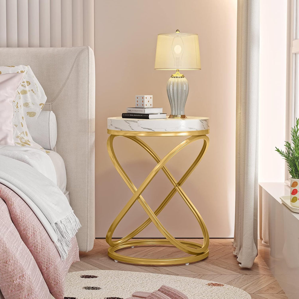 Tribesigns Round End Table with Engineered Wood Tabletop, 26 Inches Round Sid...
