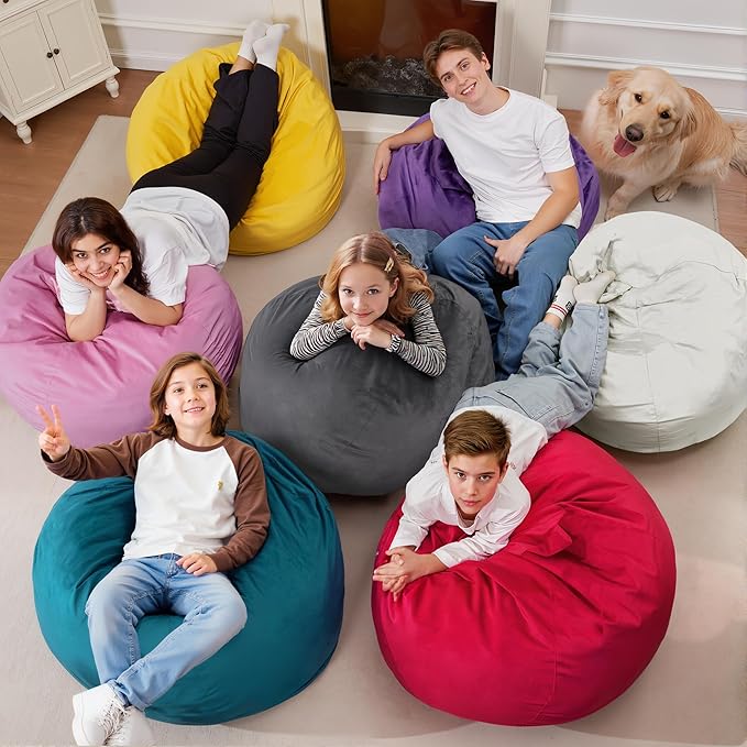 Homguava 2FT Bean Bag Chair: 2' Bean Bags with Memory Foam Filled,Comfy B...