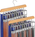 TOPIA HANGER 40 Hooks Belt Tie Hanger Space Saving for Closet, 2 IN 1 Belt Ties Racks Max 60 Belts with 60 Ties Capacity, Curved with Flat Hooks for Belts,Ties,Bras,Closet Organizers and Storage CT70N