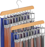 TOPIA HANGER 40 Hooks Belt Tie Hanger Space Saving for Closet, 2 IN 1 Belt Ties Racks Max 60 Belts with 60 Ties Capacity, Curved with Flat Hooks for Belts,Ties,Bras,Closet Organizers and Storage CT70N