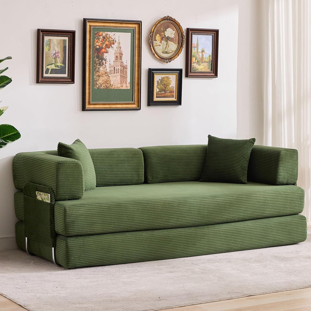 GarveeLife 78.8" Modular Corduroy Sofa Bed,5 in 1 Convertible Futon Floo...