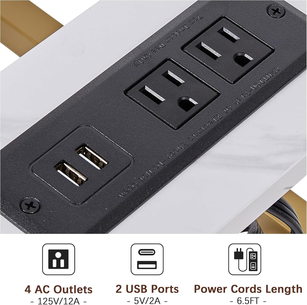 VECELO C-Shaped End Side Table Set of 2, with Charging Station & Two USB ...