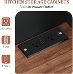 Garvee 71" Pantry Cabinet with Charging Station, Tall Kitchen Pantry Storage Cabinet with Microwave Stand, Large Farmhouse Kitchen Hutch with Cabinet Doors & Drawer for Living Room, Dining Room