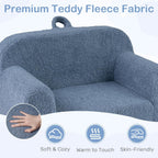 Costzon Kids Couch, Comfy Toddler Sofa Chair with Soft Fleece Fabric Cover, Kids Furniture for Playroom, Children Reading Armchair for Boys & Girls Aged 3+ Birthday (Medial,Blue)