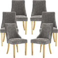 Grey Mid Century Dining Chairs Set of 6, Modern Kitchen & Dining Room Chairs Set of 6, Chenille Fabric Upholstered Kitchen Chair, Sillas de Comedor, Gold Legs (Gray, 6 Pcs)