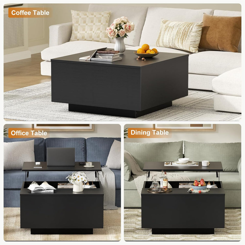 FABATO Lift Top Coffee Table, Wood Square Coffee Table with Storage, Farmhous...