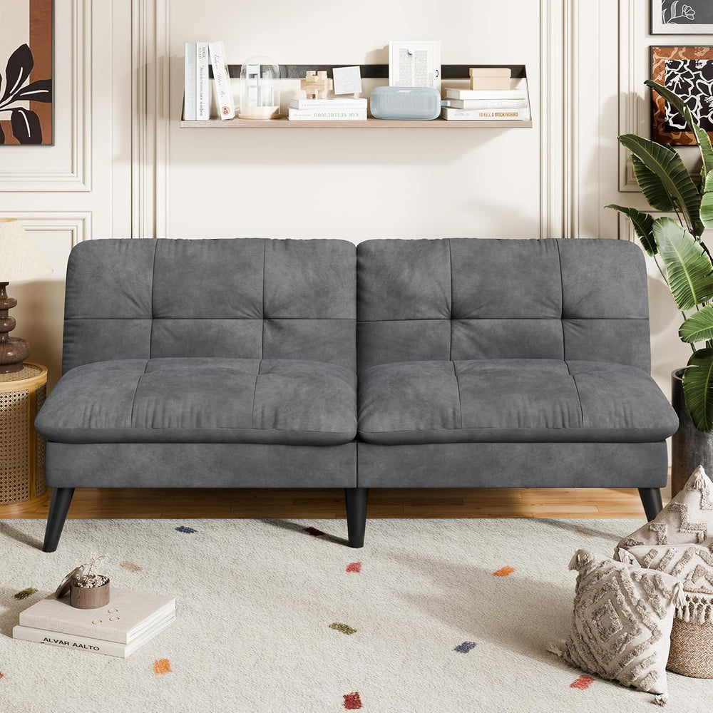 Vongrasig Futon Sofa Bed Velvet Futon Couch with Adjustable Backrest, Small C...