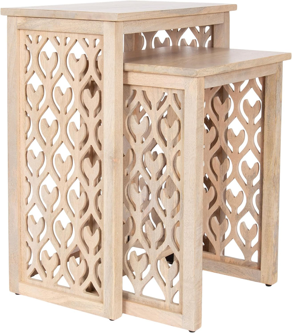 Kate and Laurel Karni Modern Mango Wood Living Room Nesting Tables, Set of 2,...