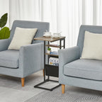 C Shaped End Table 28"(H) 3-Tier C Table with Storage Bag, Under Couch Table C-Shaped End Table with Storage Shelves and Bag for Living Room, Bedroom, or Office