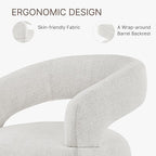 Upholstered Dining Chairs with Casters, Modern Barrel Side Armchair with Rollers for Dining Room, Bedroom, Kitchen, Reading Room, Beige, Set of 1
